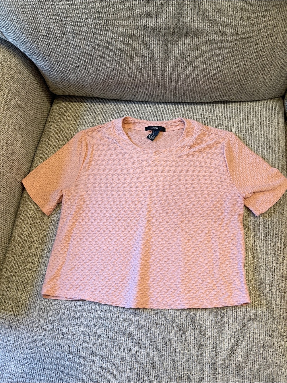 Forever 21 Pink Textured Crop Tee